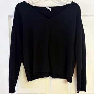 Anthropologie Daily Practice ribbed Black V-Neck Yoga Sweater M